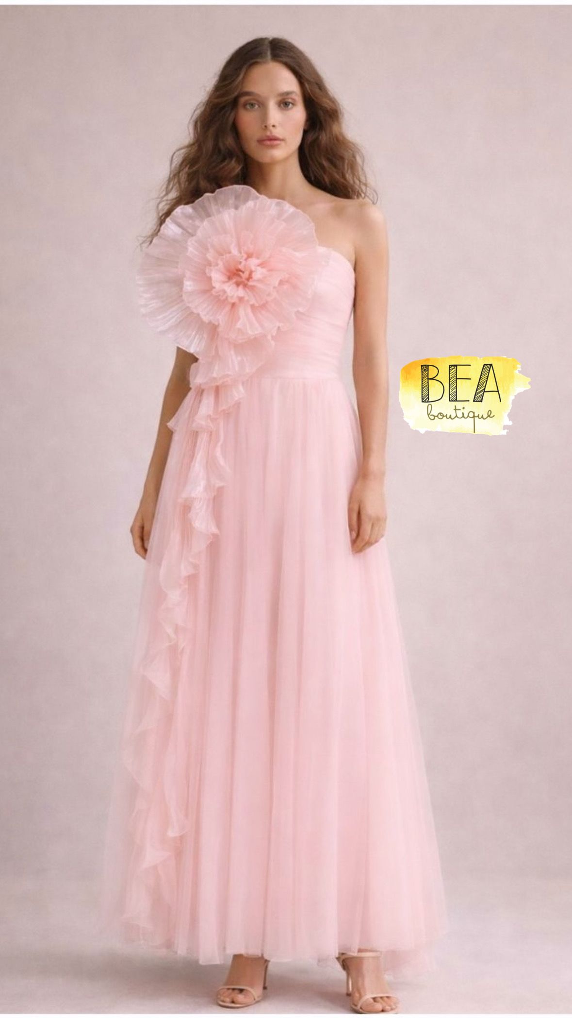 Vestido strapless rosa pastel - Image 1
