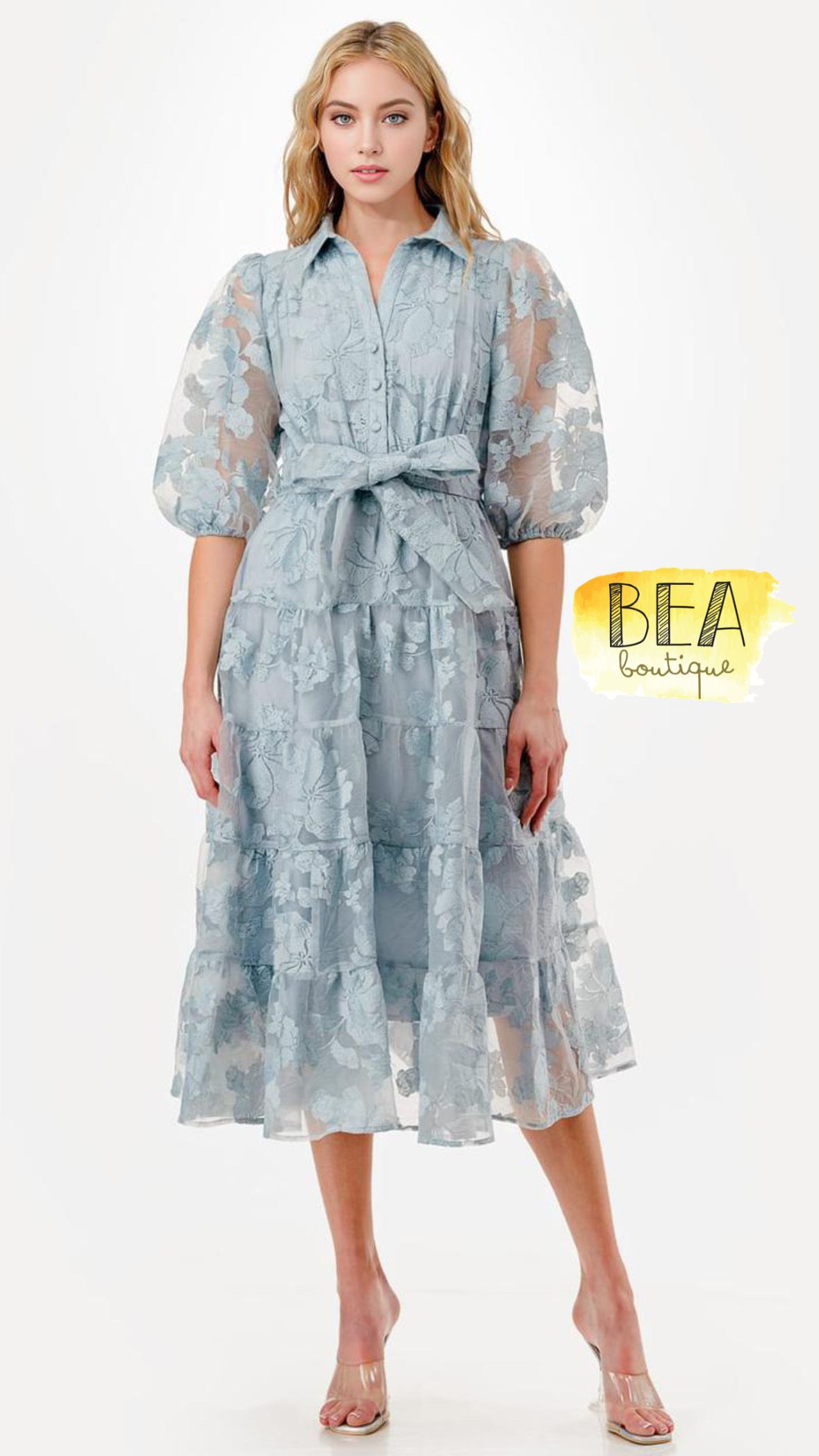 Vestido celeste c/ mangas - Image 1