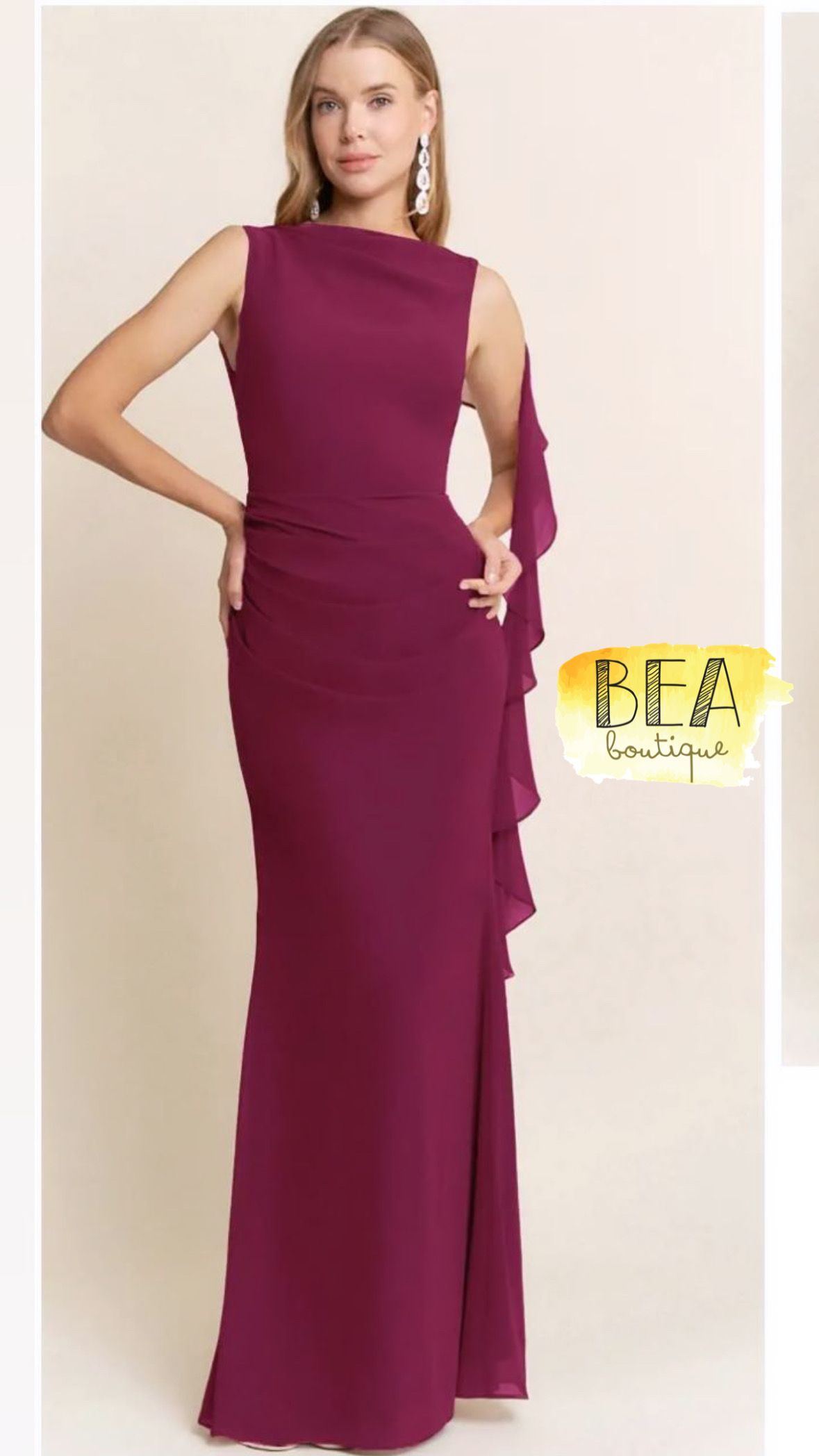 Vestido burgundy gasa - Image 1