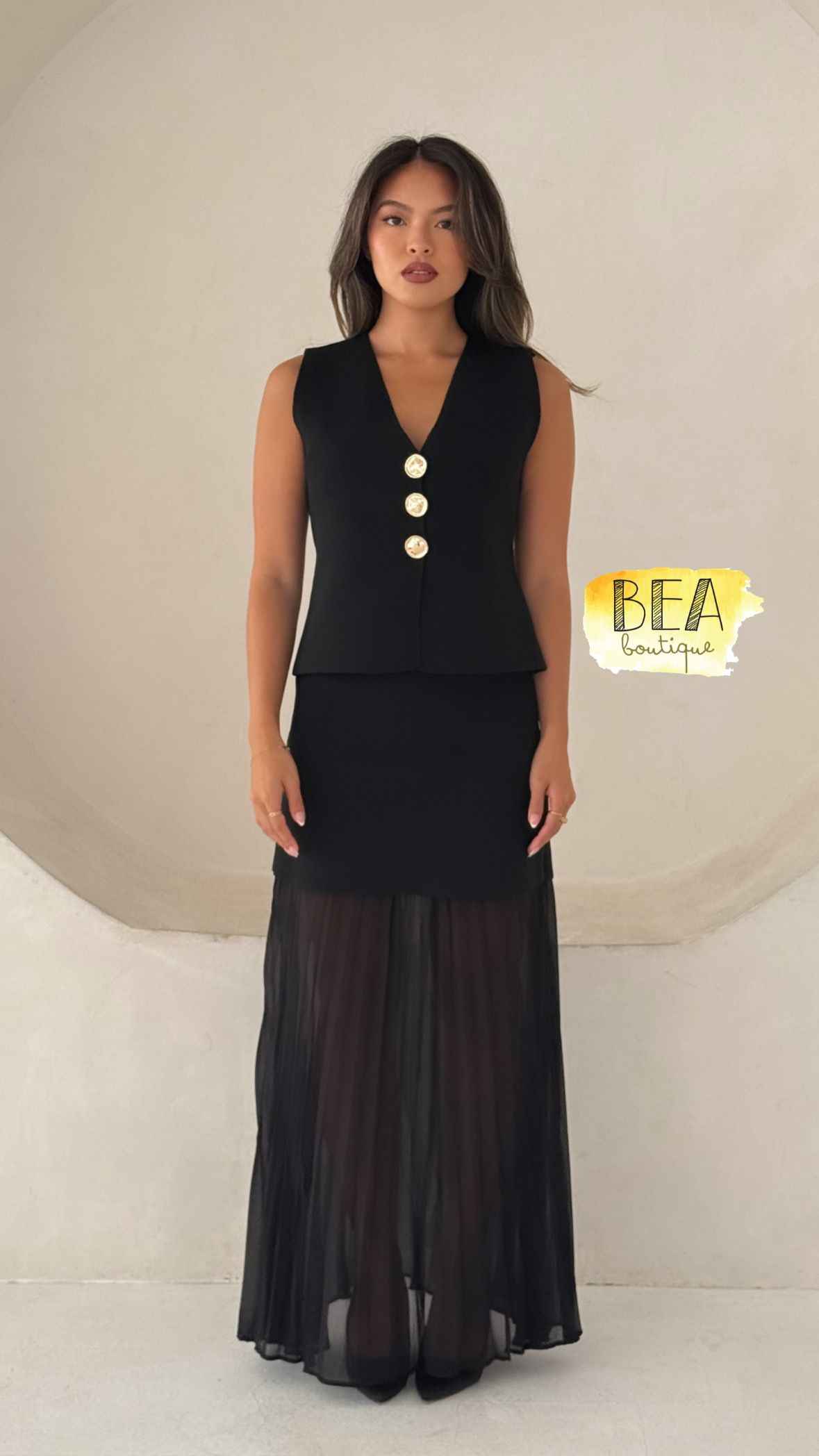 Set negro falda plisada  - Image 1