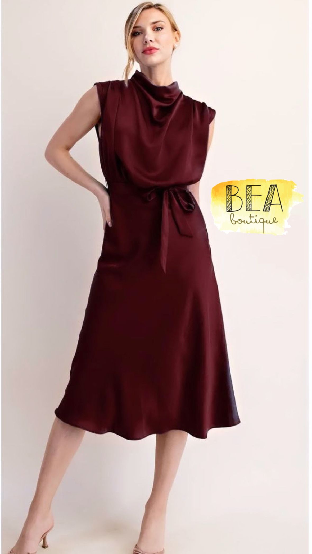 Vestido midi burgundy - Image 1