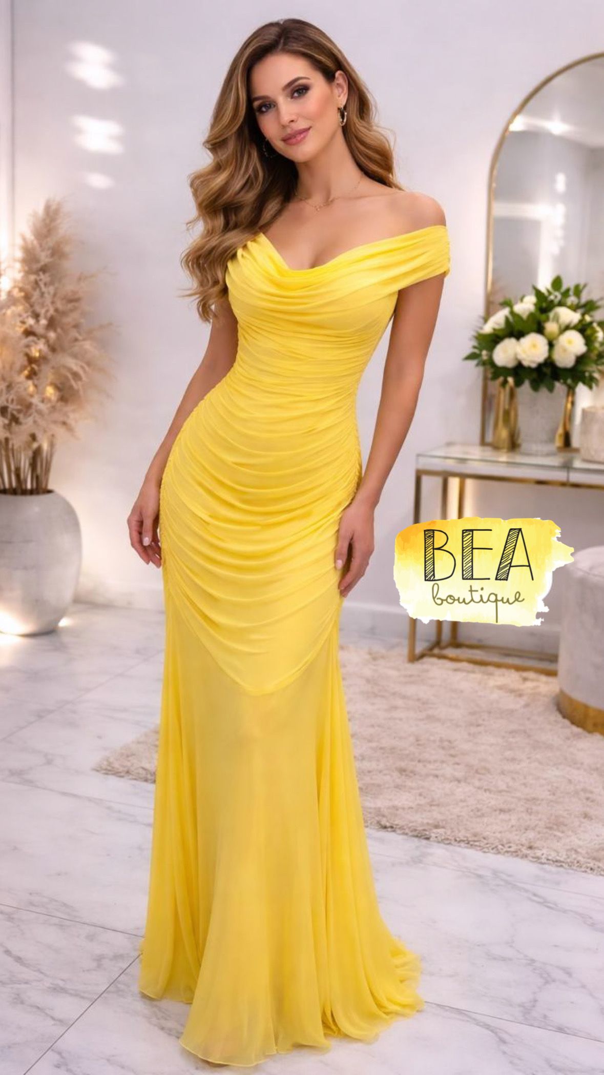 Vestido amarillo manga caída  - Image 1