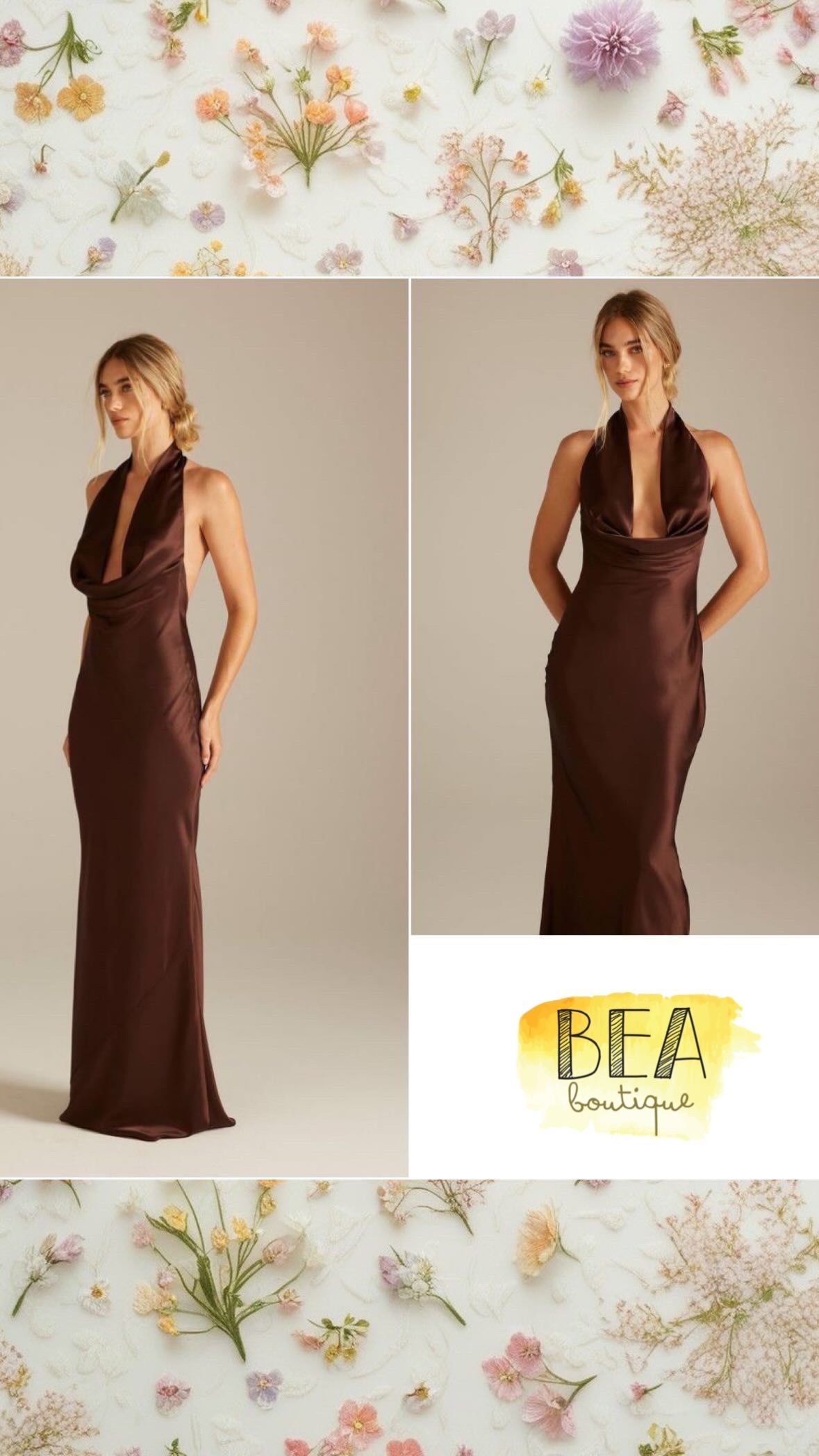 Vestido halter café  - Image 1