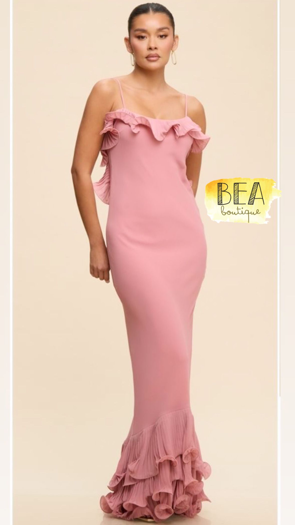 Vestido rosa c/ escote en espalda  - Image 1