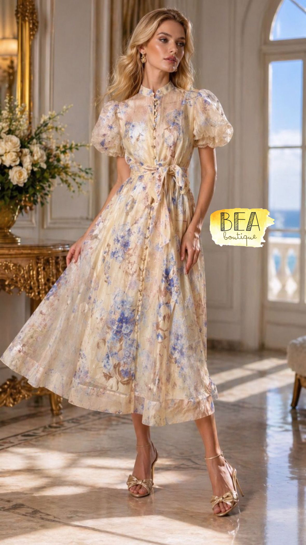 Vestido midi estampado c/ aplicación  - Image 1
