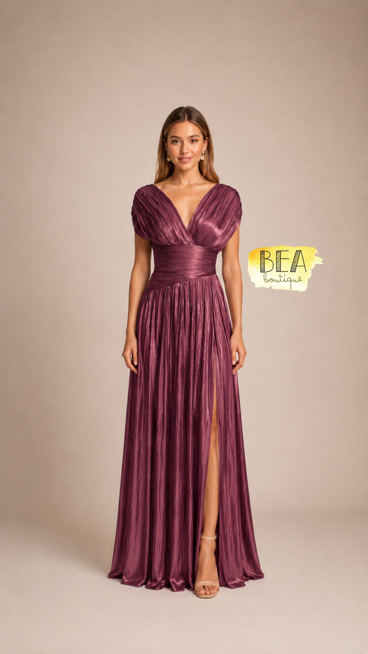 Vestido uva plisado  - Image 1