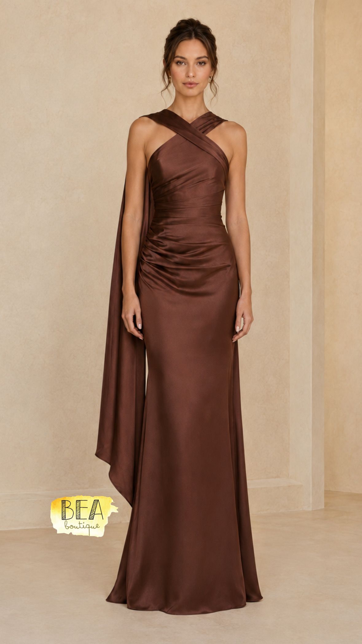 Vestido café cruzado - Image 1