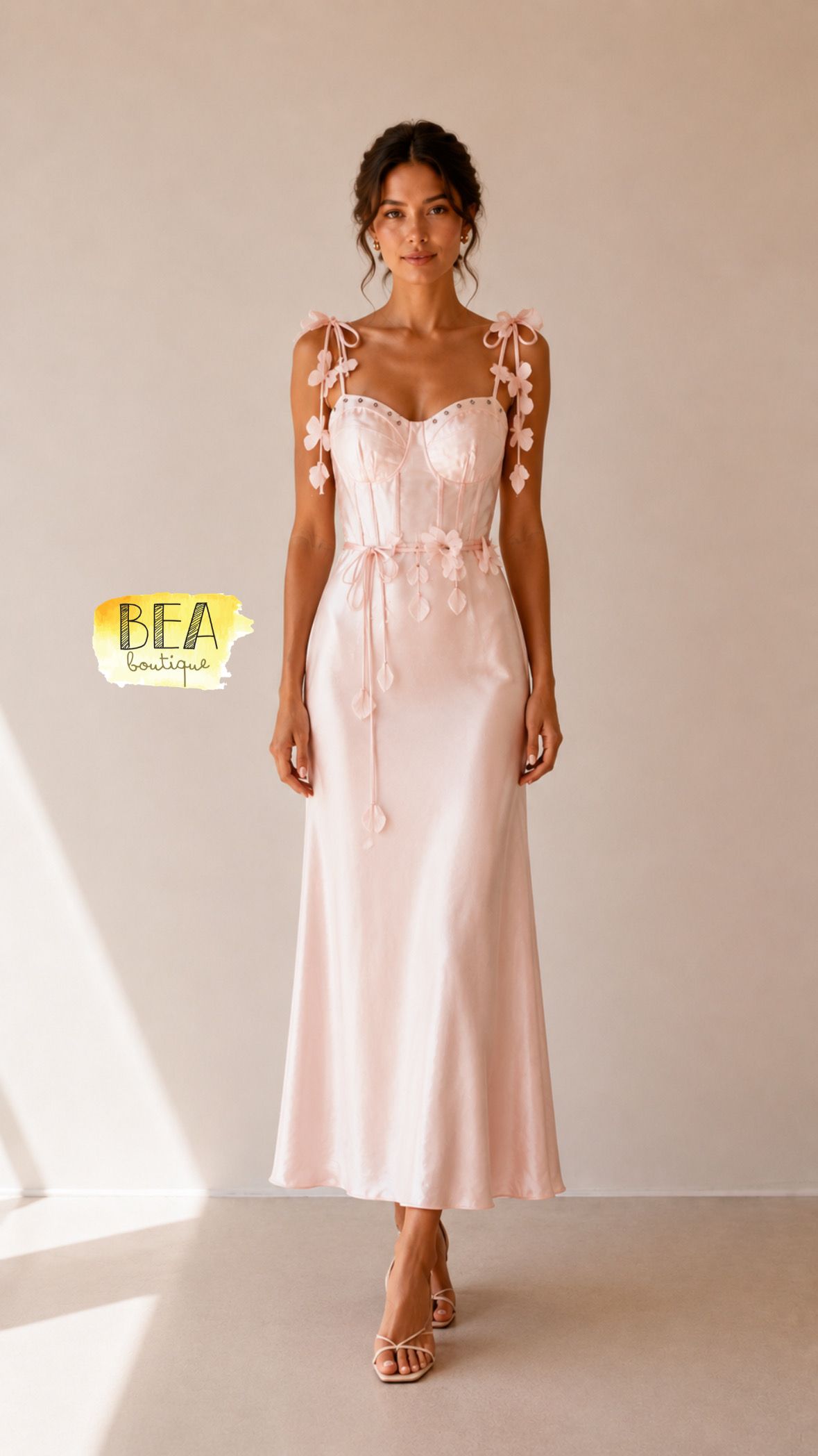 Vestido rosa midi - Image 1