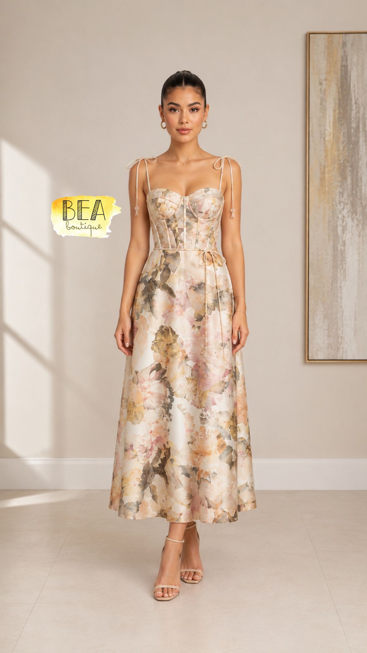 Vestido midi estampado floreado - Image 1