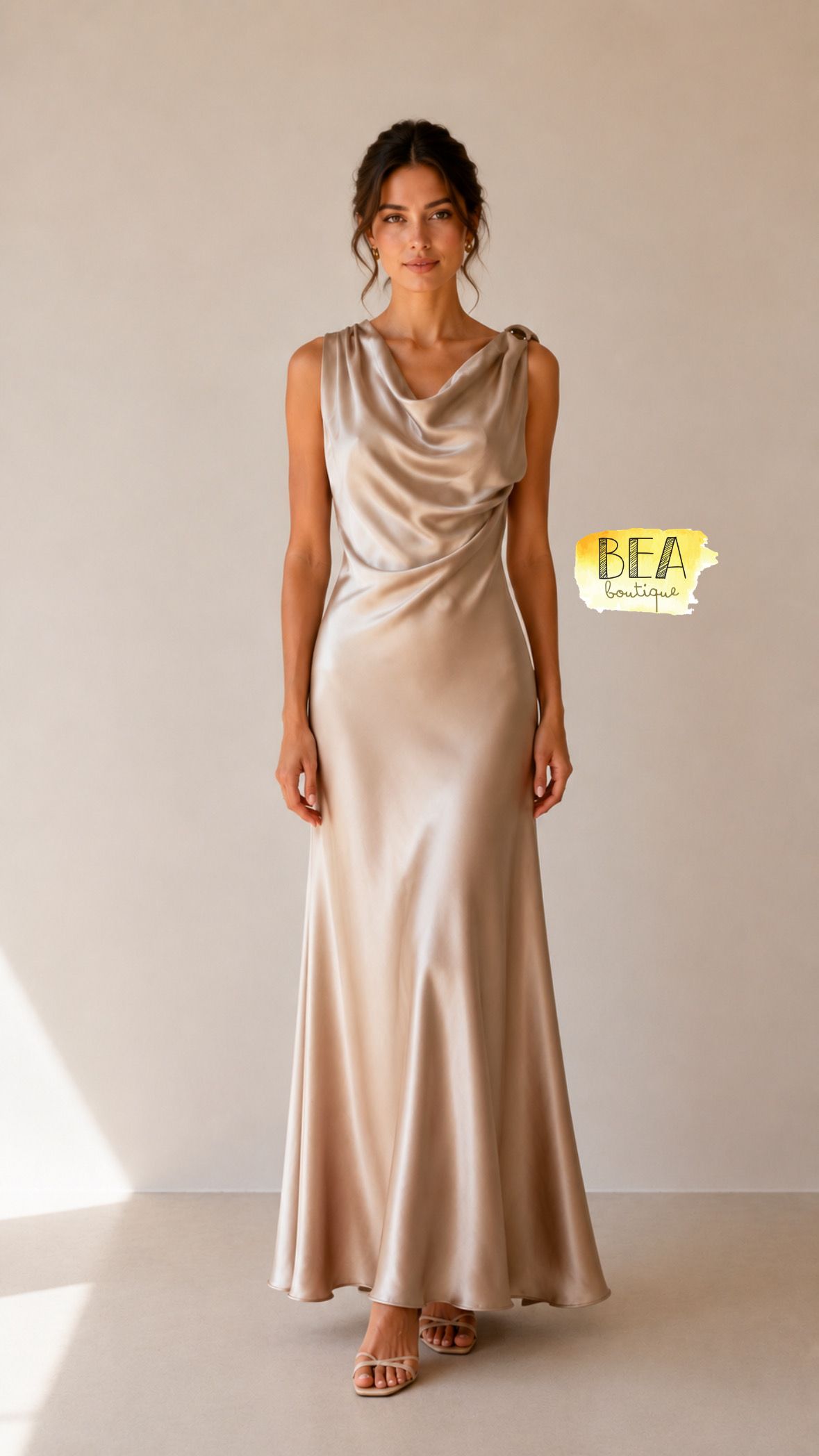 Vestido seda beige  - Image 1