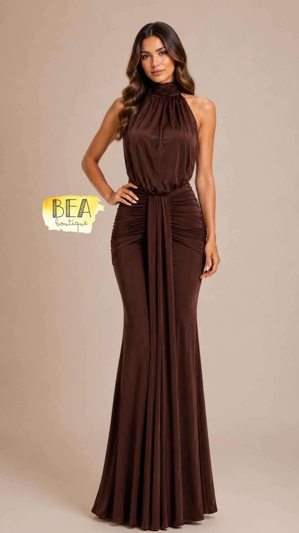 Vestido café lycra - Image 1
