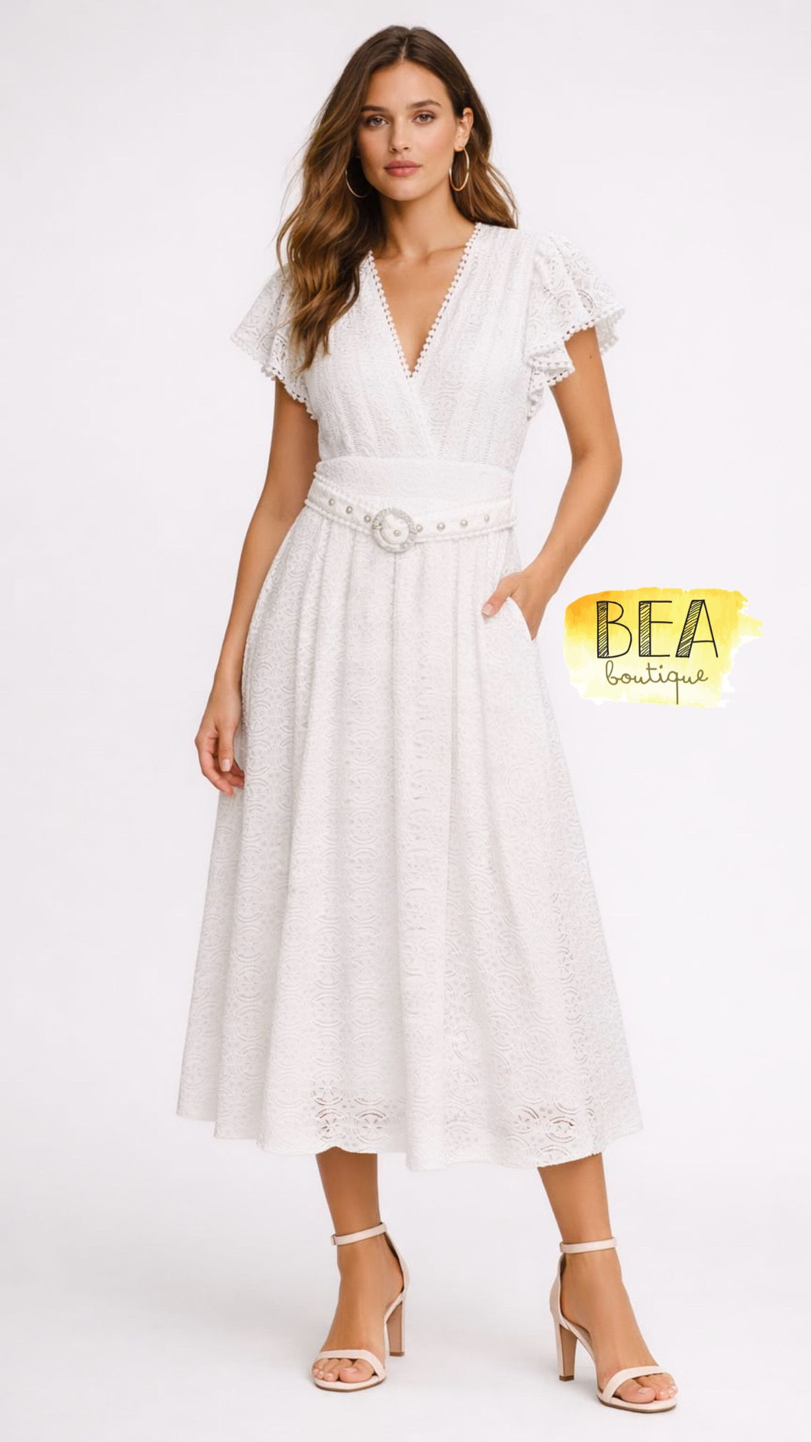 Vestido blanco c/ cinto - Image 1