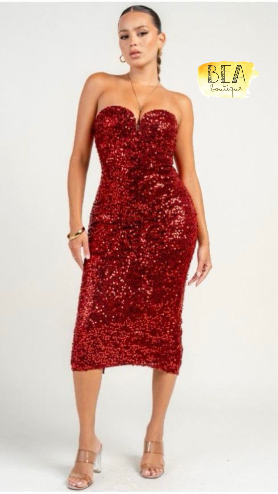 Vestido lentejuela rojo  - Image 1
