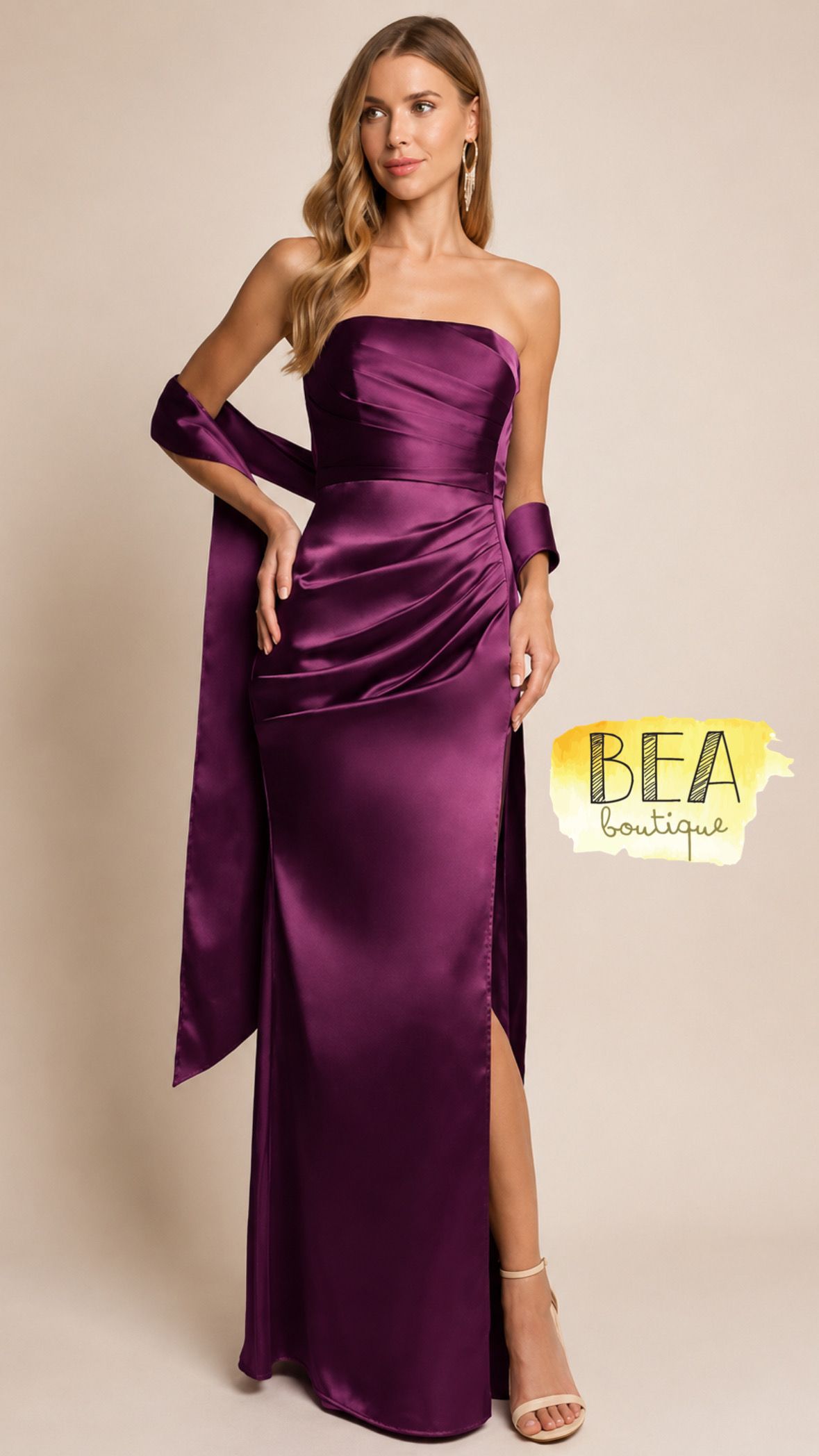 Vestido uva strapless c/ estola - Image 1