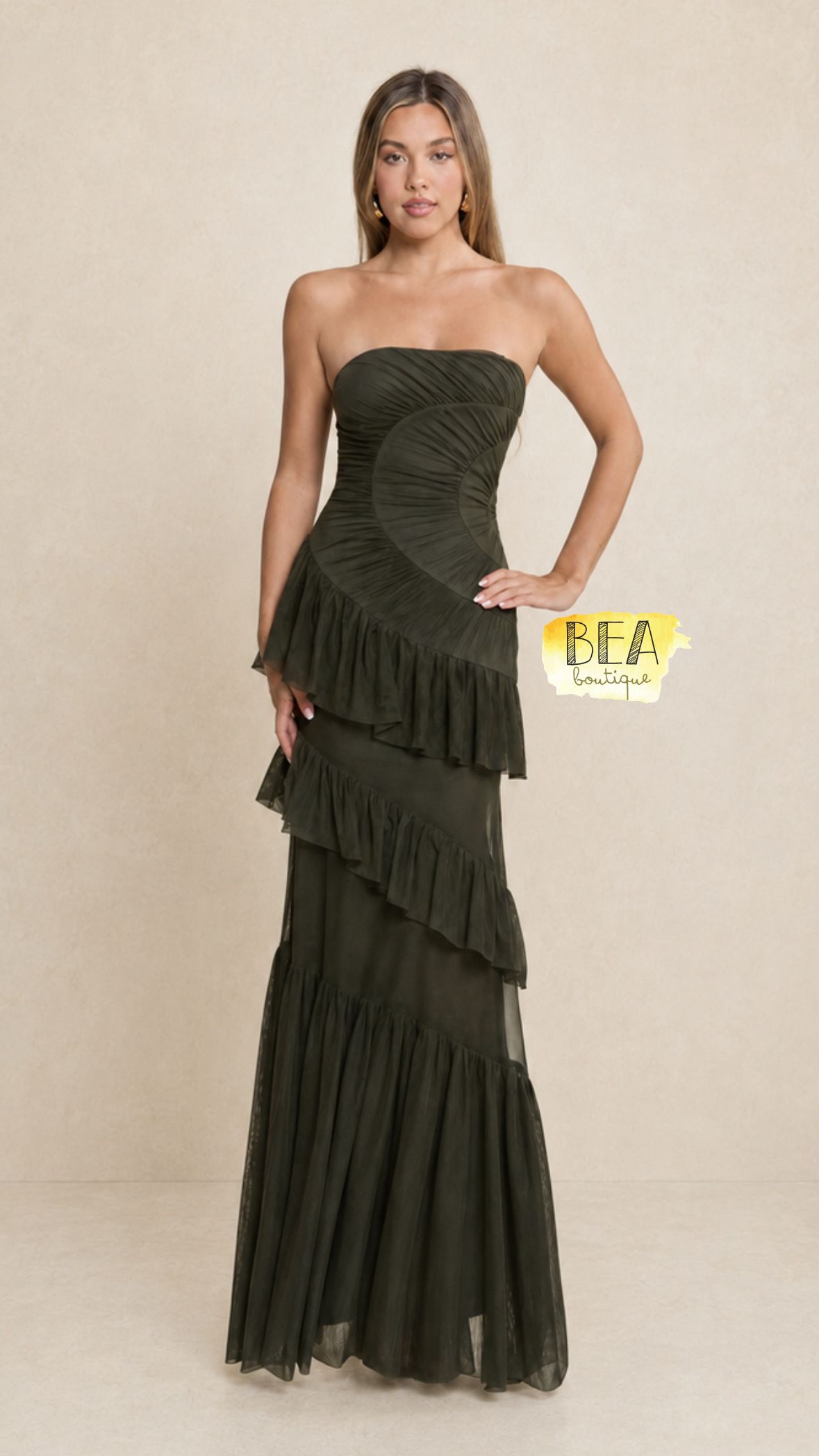 Vestido strapless verde - Image 1