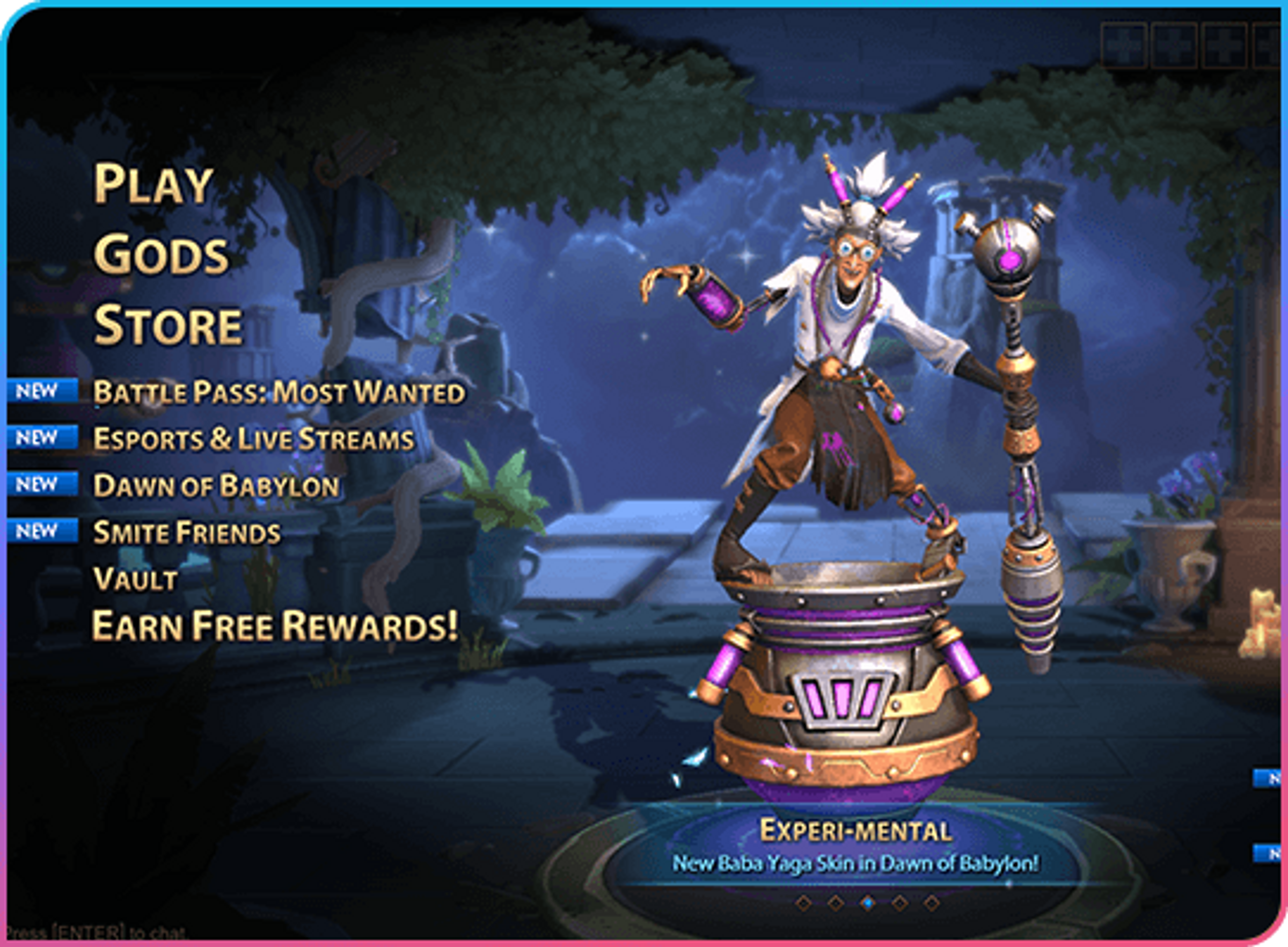 Screenshot of the PlayerWON video game advertising experience that showcases a user on main menu before selecting to earn free rewards.