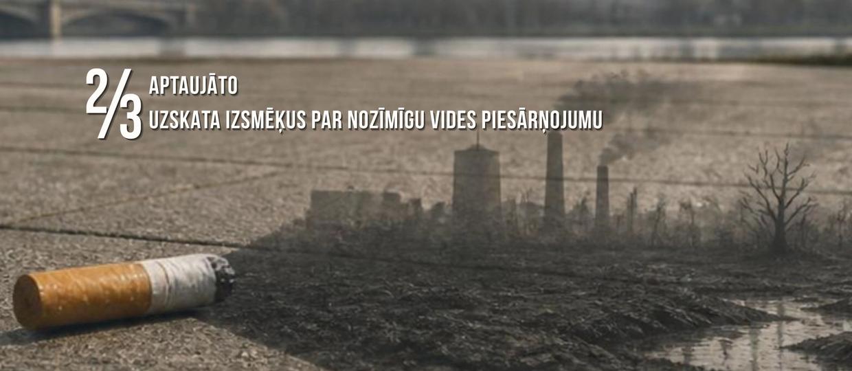 Cover Image for 2/3 aptaujāto uzskata izsmēķus par nozīmīgu vides piesārņojumu