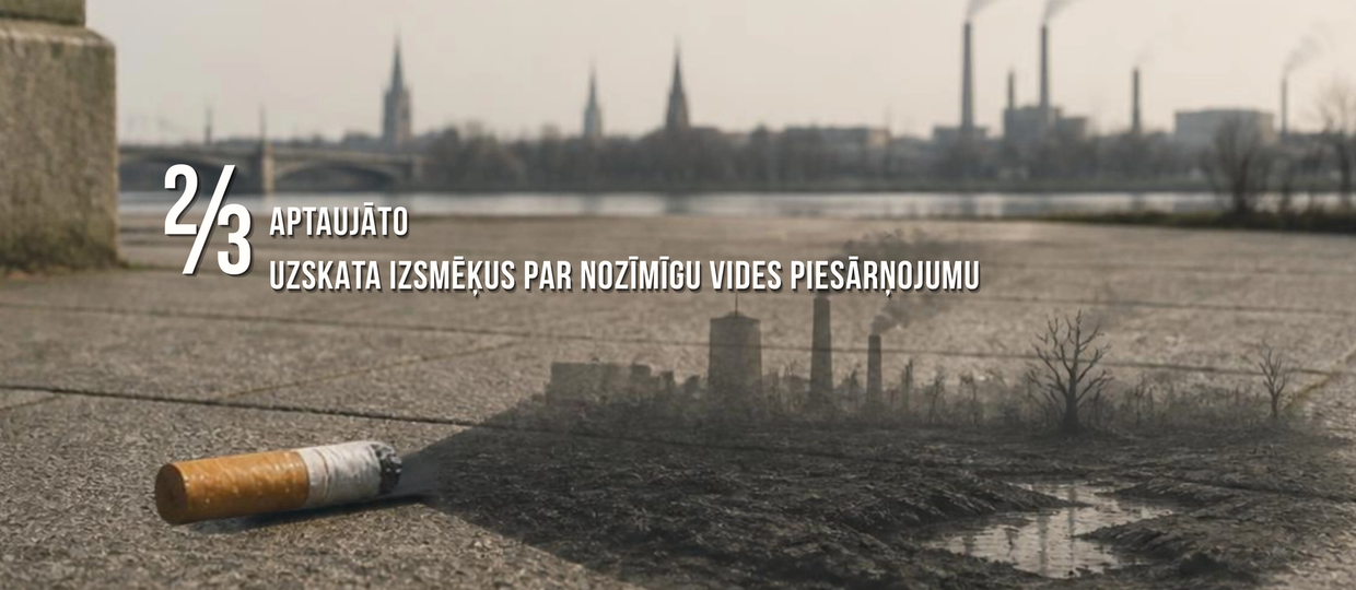 Cover Image for Gandrīz divas trešdaļas Latvijas iedzīvotāju atzīst izsmēķus par nozīmīgu vides piesārņojumu, taču zināšanas un rīcība atšķiras