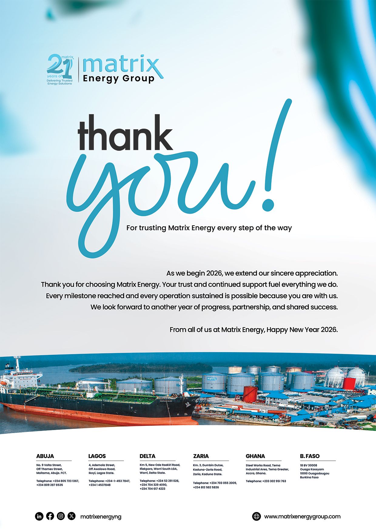 Thank you for choosing Matrix Energy