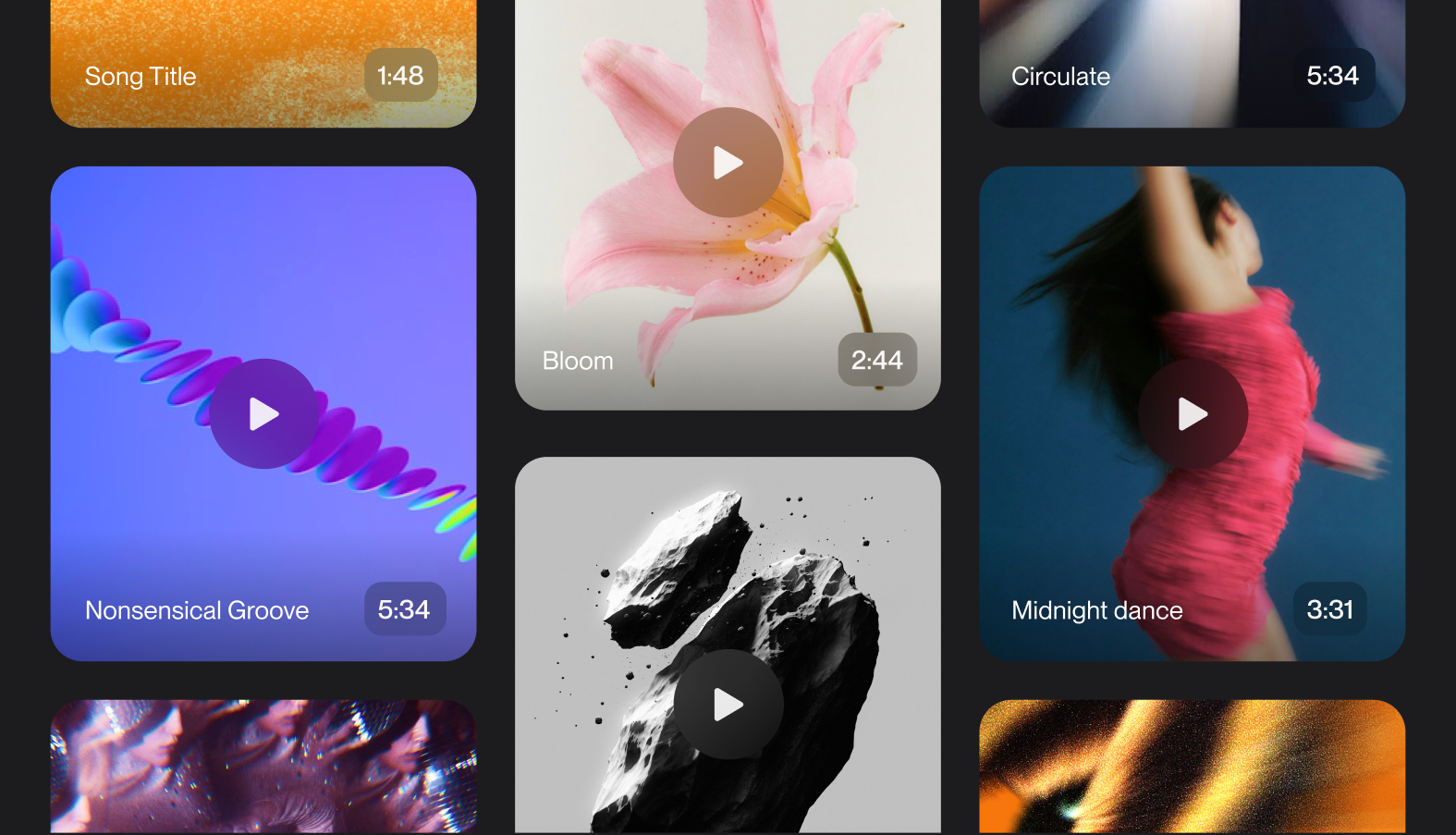 Tile of videos