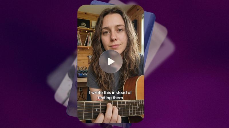 Artist with a guitar in a short-form video frame, illustrating a song discovery content idea