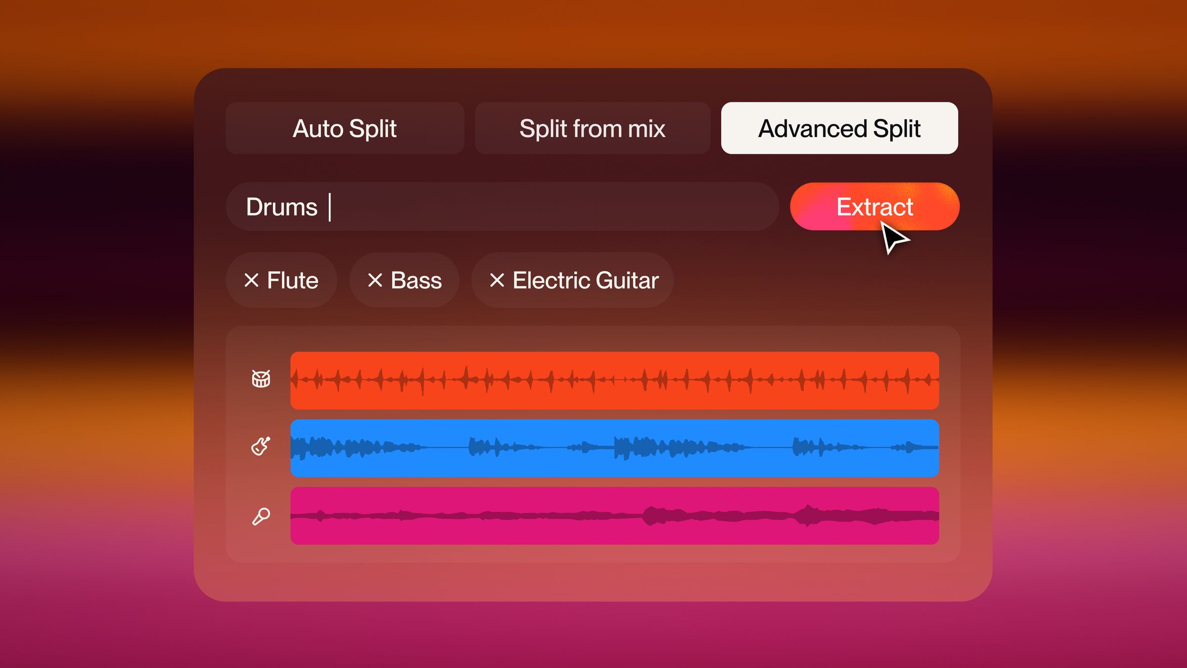 Stem separation header image showing Advanced Split on Suno