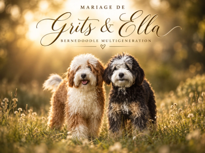 Portée Grits et Liberty : Bernedoodle Multigeneration, chiots Bernedoodle, naissance prévue le 18 octobre 2026