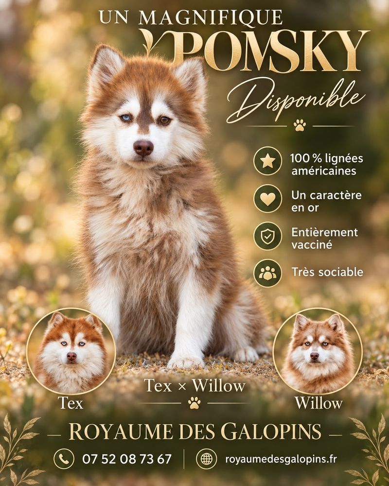 Portée Pomsky — Été 2026, chiots Pomsky