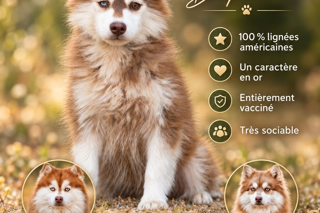 Portée Pomsky — Été 2026, chiots Pomsky