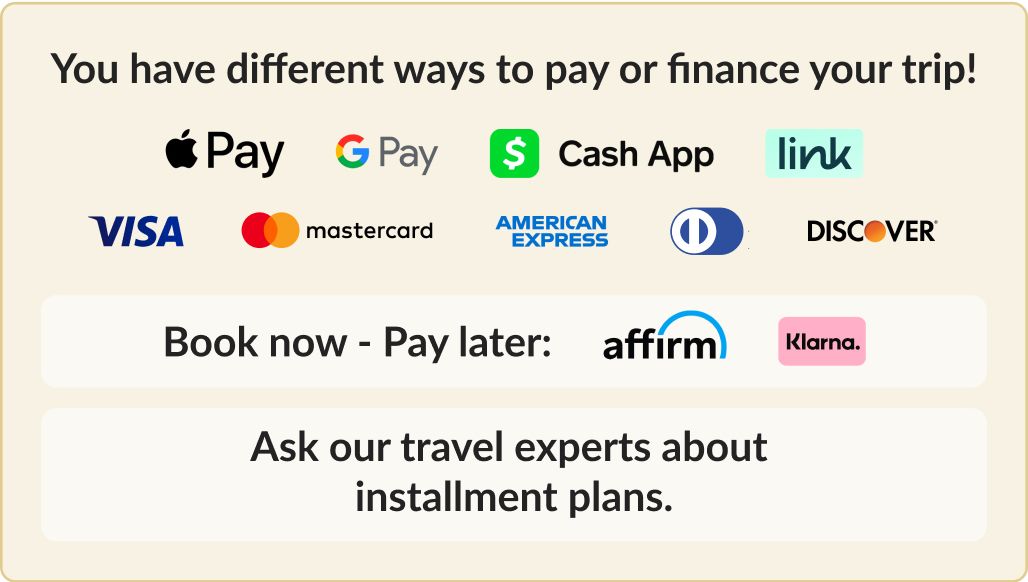 You have different ways to pay or finance your trip!