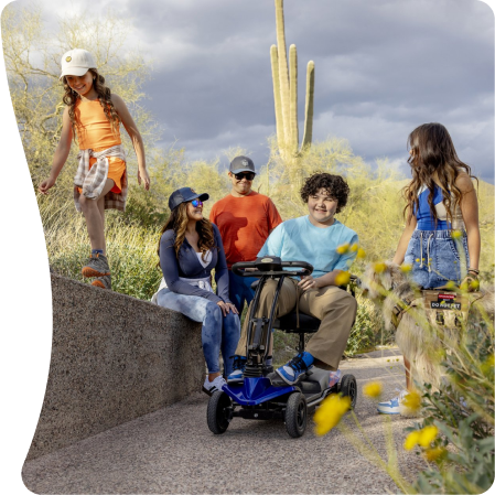 arizona desert landscape and familly passing around