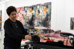 Artist with model.