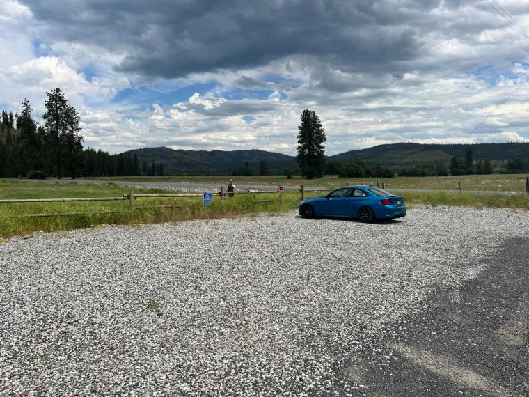 BMW in empty parking lot