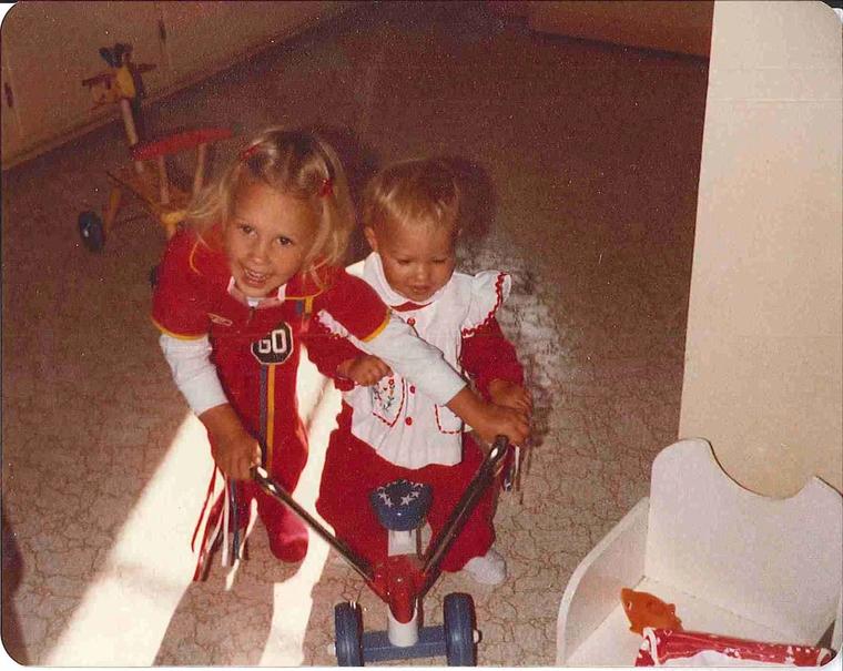 Michelle and Sisters in PJs.