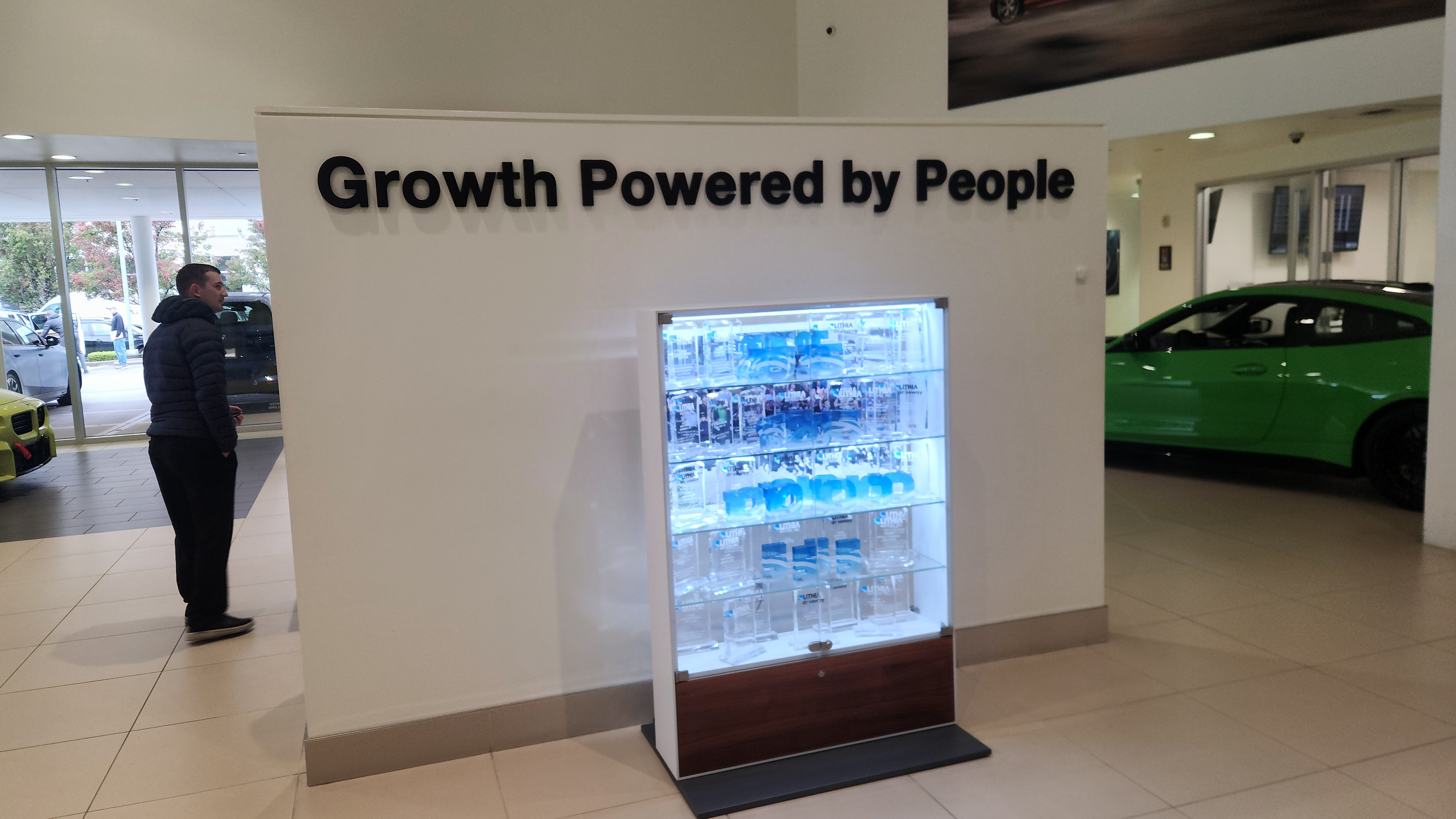 BMW Seattle's Employee Trophy Case.