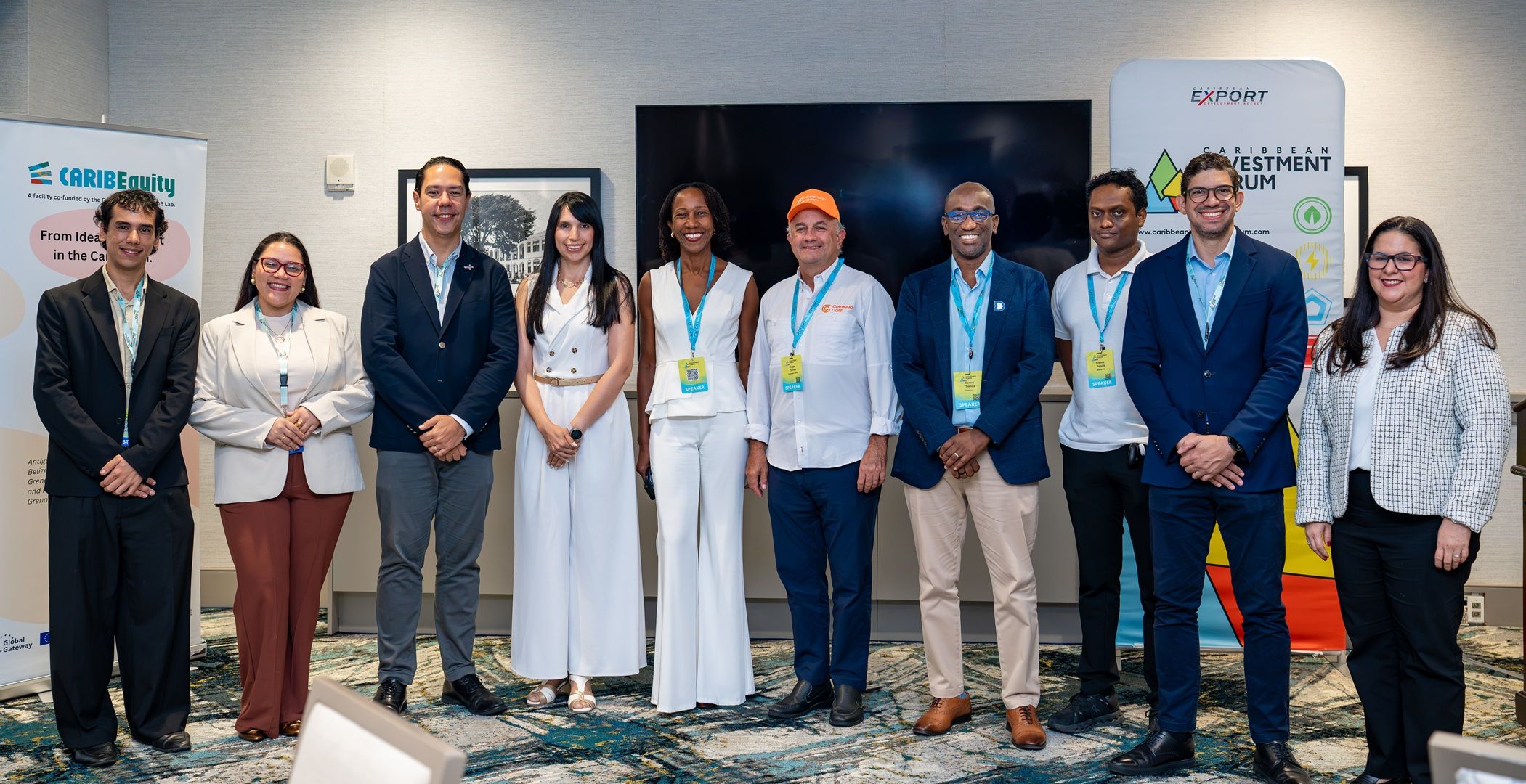 Caribbean Export's EU-LAC Social Accelerator team with the four pitch competition winners