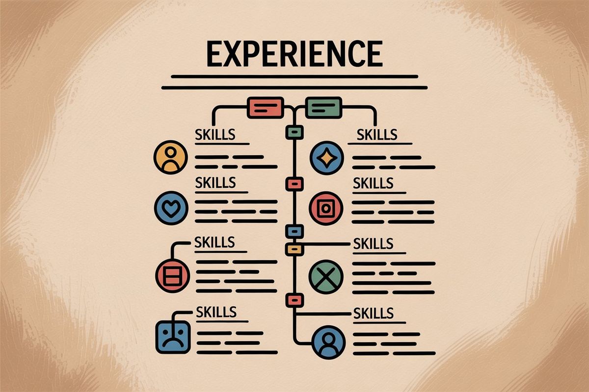 Illustration of functional resume format showing skills-based layout emphasizing abilities over timeline