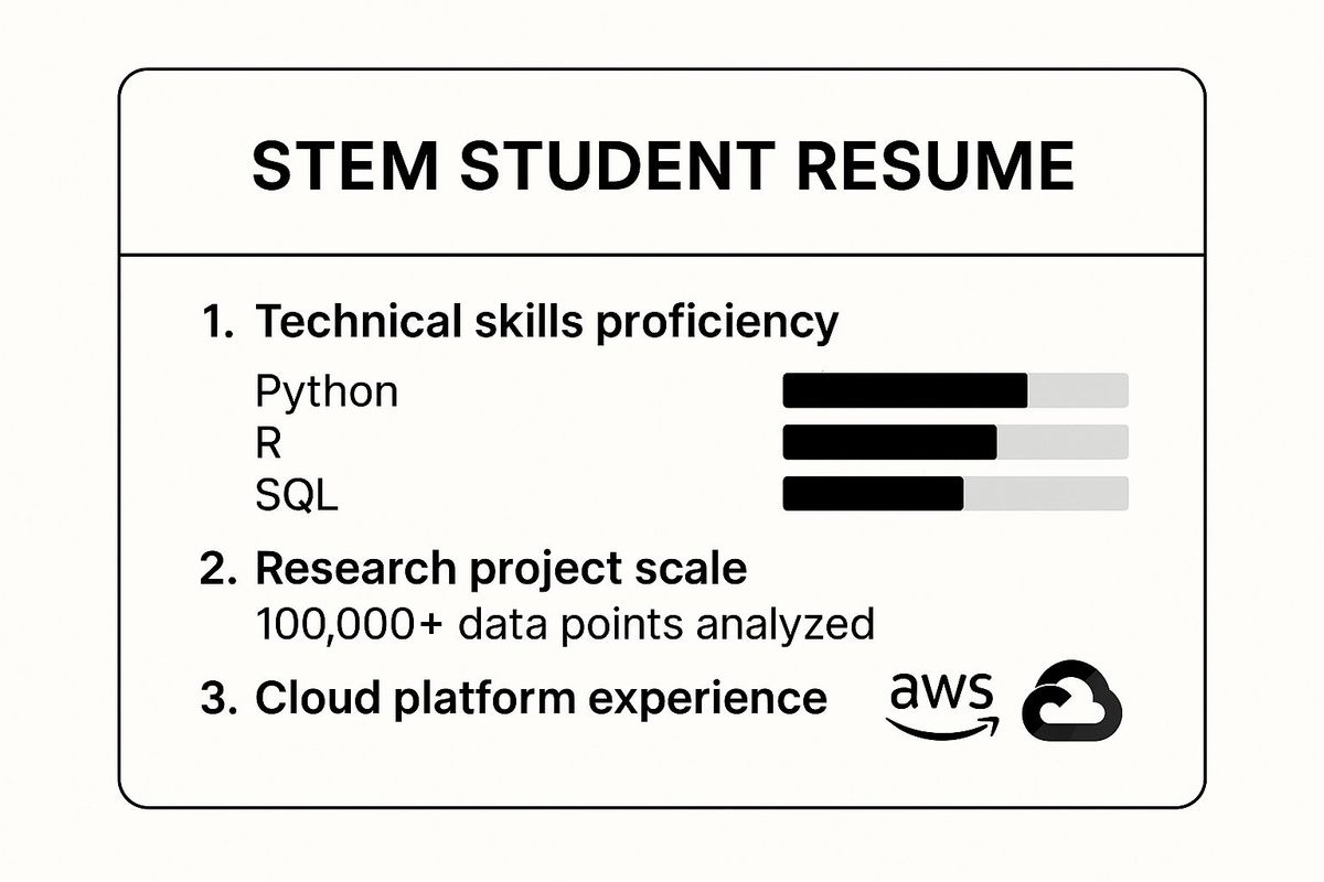 Infographic showing key data about STEM Student Resume Summary