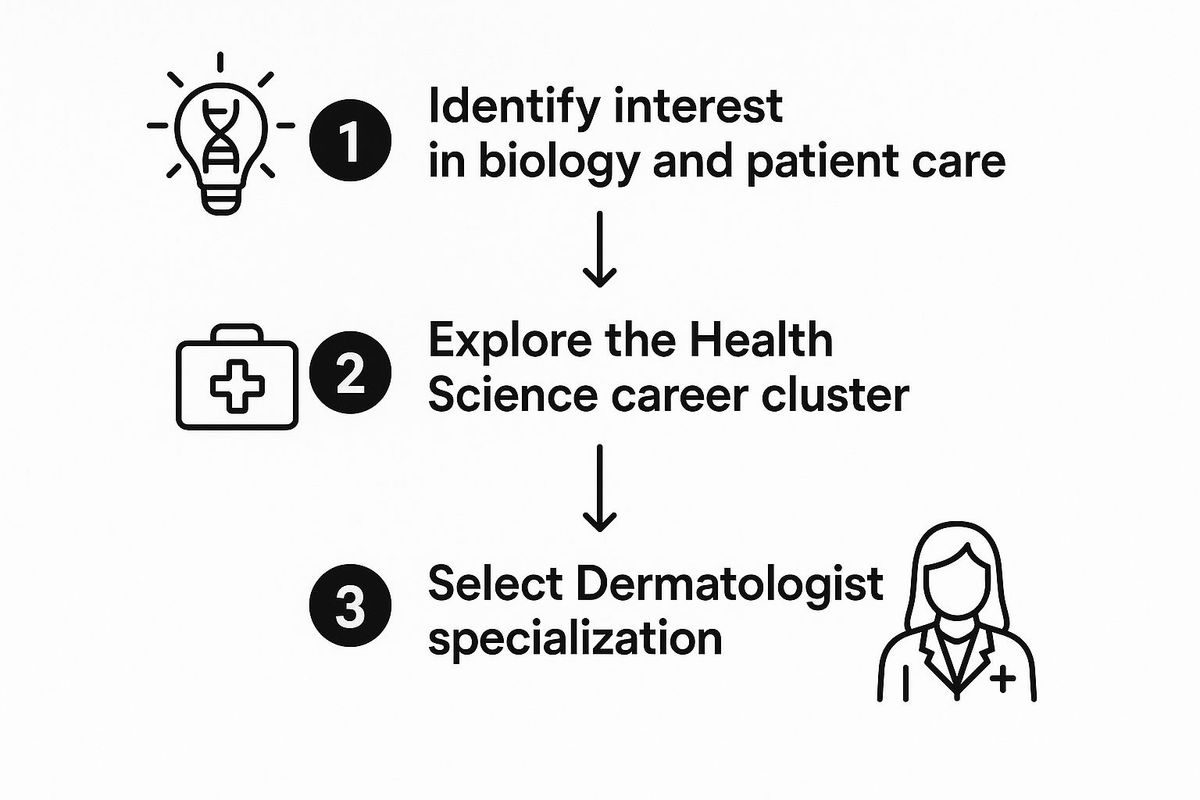 Infographic about what career cluster is dermatologist in