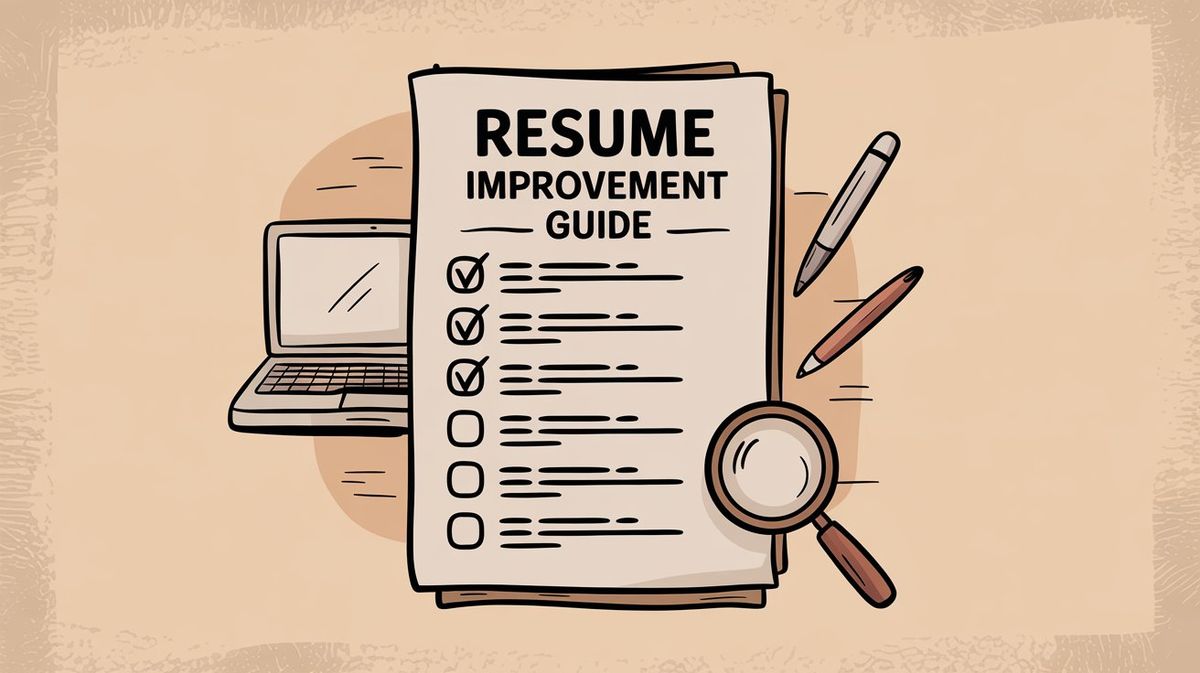 Illustration showing step-by-step checklist guide for improving and fixing a bad resume
