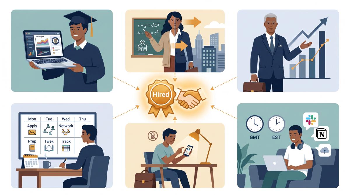Six job seeker archetypes including student, career changer, senior, unemployed, employed, and remote, each with a tailored path to getting hired