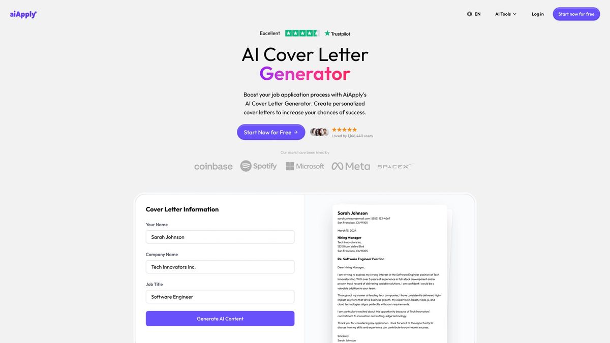 AIApply Cover Letter Generator creating role-specific cover letters in under 2 minutes