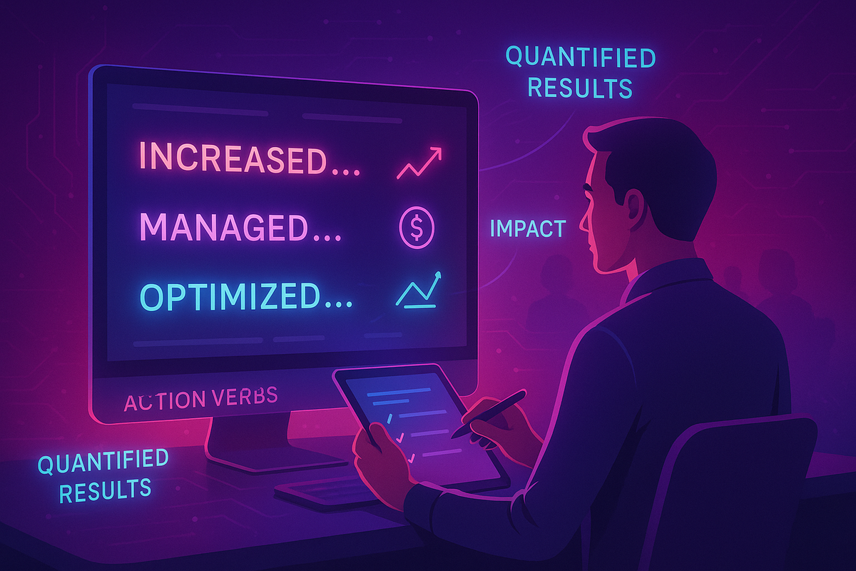 Resume writing with action verbs.