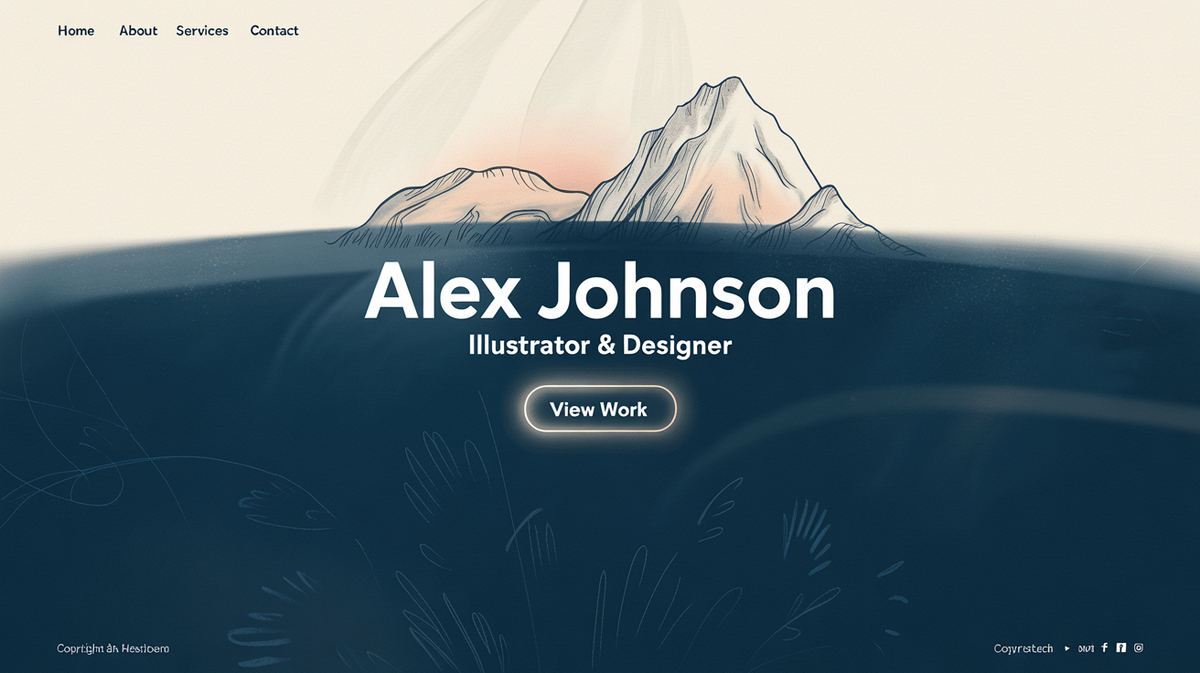 Modern digital portfolio website interface showing professional work showcase and navigation