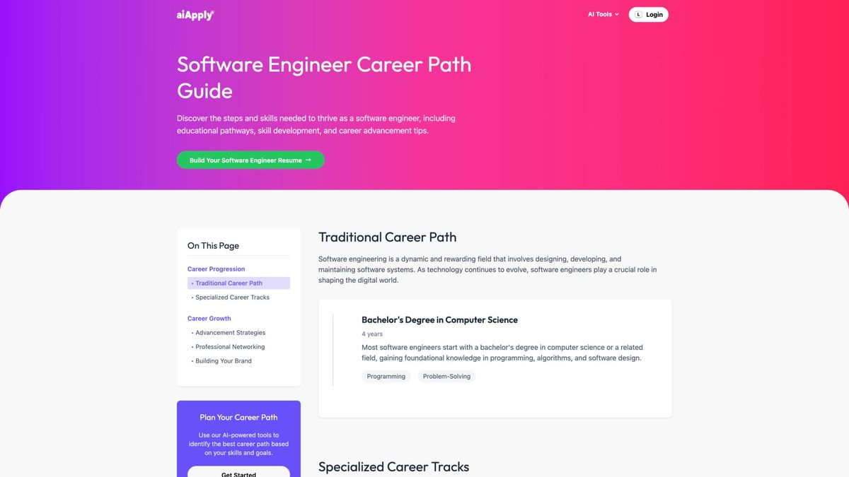 Software Engineer career page displaying current job openings with detailed salary ranges, company information, and role-specific requirements