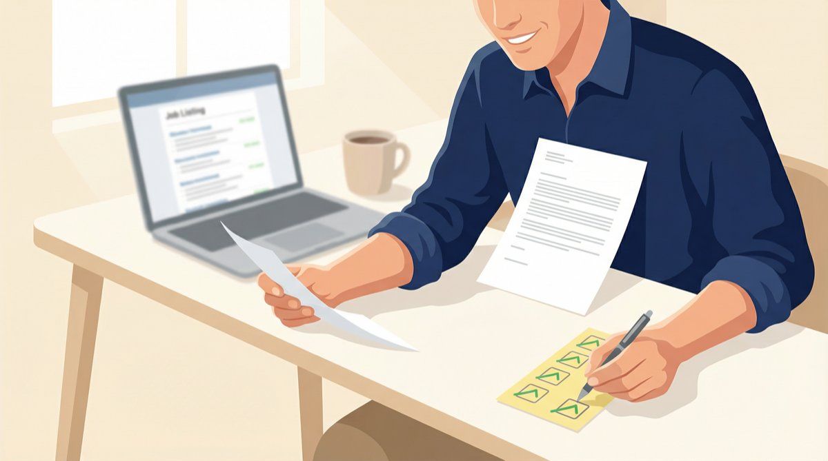 Job seeker completing a six-item cover letter checklist with confident checkmarks before submitting their application
