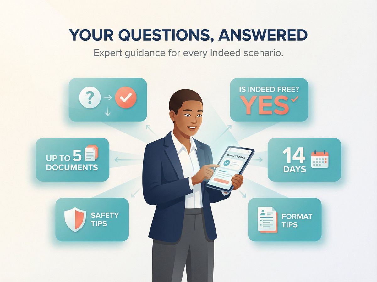 Modern editorial illustration showing a confident job seeker receiving organized answers and expert guidance