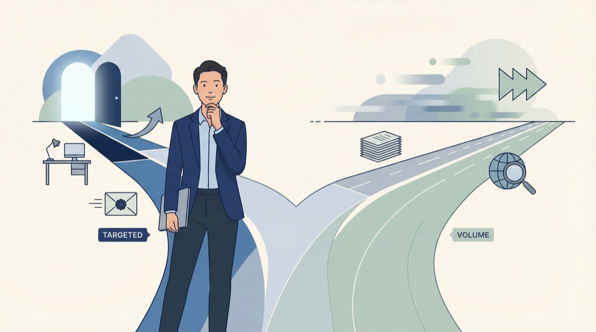 Illustrated decision framework showing two paths for job seekers: when to write a cover letter versus when to skip it