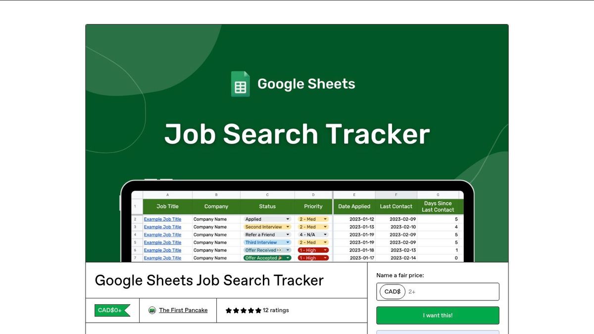 The First Pancake – Google Sheets Job Search Tracker
