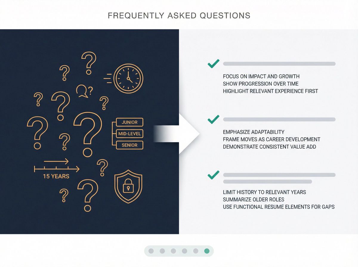 Visual representation of FAQ structure showing common resume job listing questions flowing into clear, organized answers